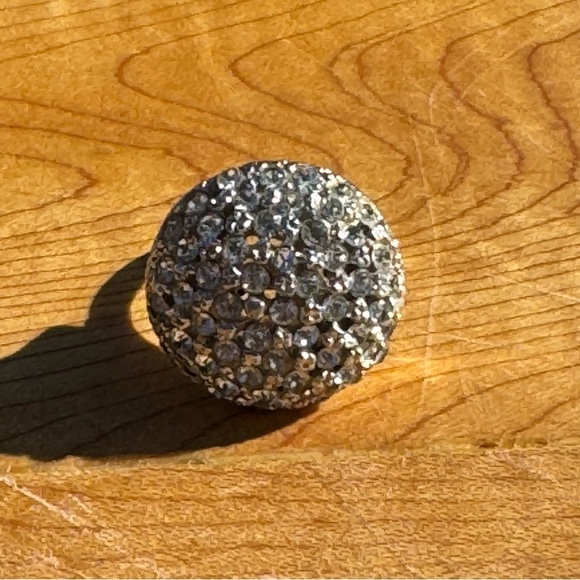 Lot of 4 Vintage Adjustable 90s Silvertone Rings lots of Sparkle Boho Costume - Picture 4 of 12